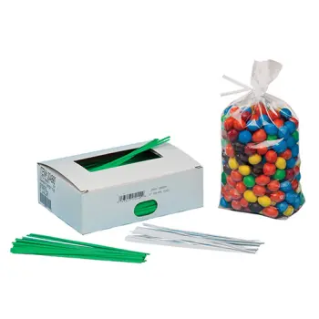 8" White Paper Covered Twist Ties